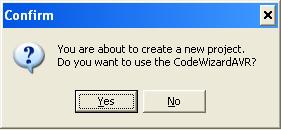 52 3. Kemudian pilih Yes saat ada pilihan menggunakan CodeWizardAVR, seperti tampak pada gambar berikut. Gambar III.14.