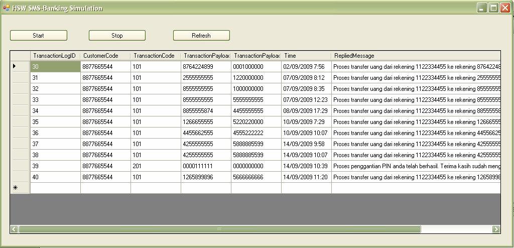 V-7 Gambar V-3 Screenshot implementasi antarmuka server bank Tabel V-4 Deskripsi objek antarmuka server bank No Nama Kelas Nama Objek Keterangan Antarmuka 1 Startbtn Tombol untuk