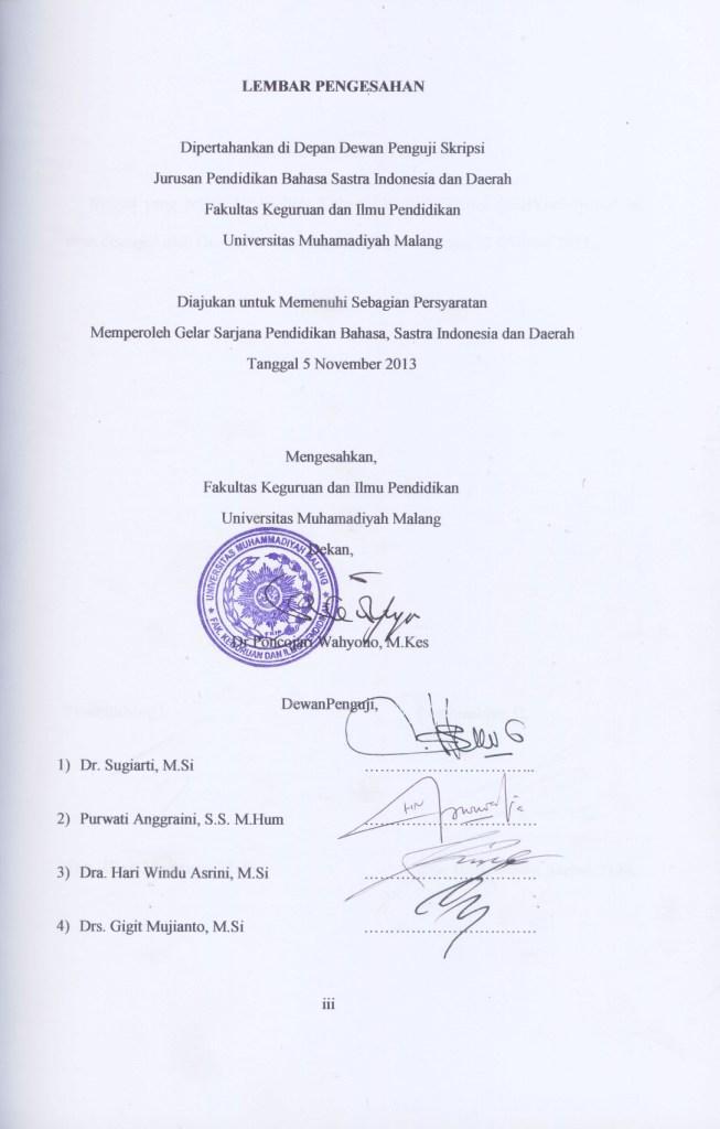 LEMBAR PERSETUJUAN Skripsi yang berjudul Analisis Kohesi Leksikal Twitter @SBYudhoyono ini telah disetujui oleh Dosen Pembimbing Skripsi pada tanggal 14 Oktober 2013.