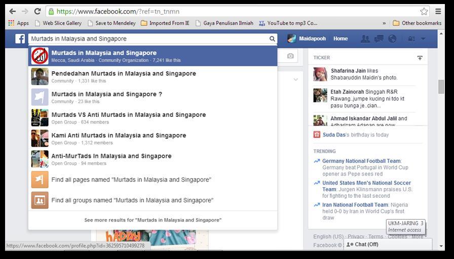 9 Ia merupakan page FB yang mengumpulkan mereka yang keluar Islam dari Malaysia dan Singapura dan membuka ruang kepada non-muslims termasuk Muslim untuk berinteraksi di dalam page ini.