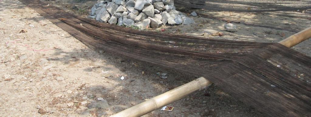 Kantong pada payang memiliki panjang 20 m dengan ukuran mesh size yang berurutan mengecil mulai dari 2-10 cm.