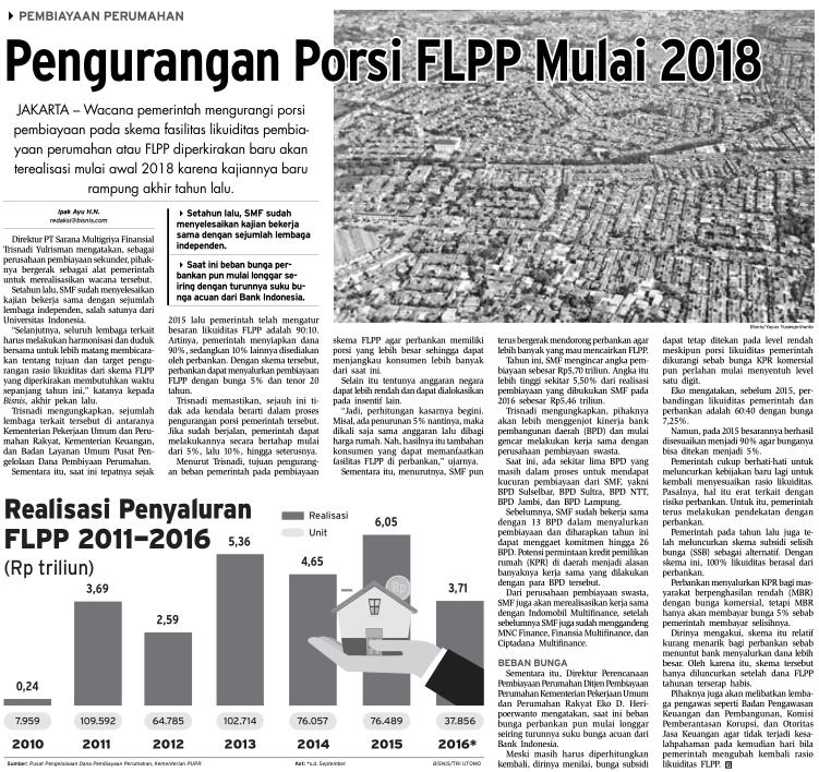 Pengurangan Porsi FLPP Mulai 2018 Media Bisnis Indonesia