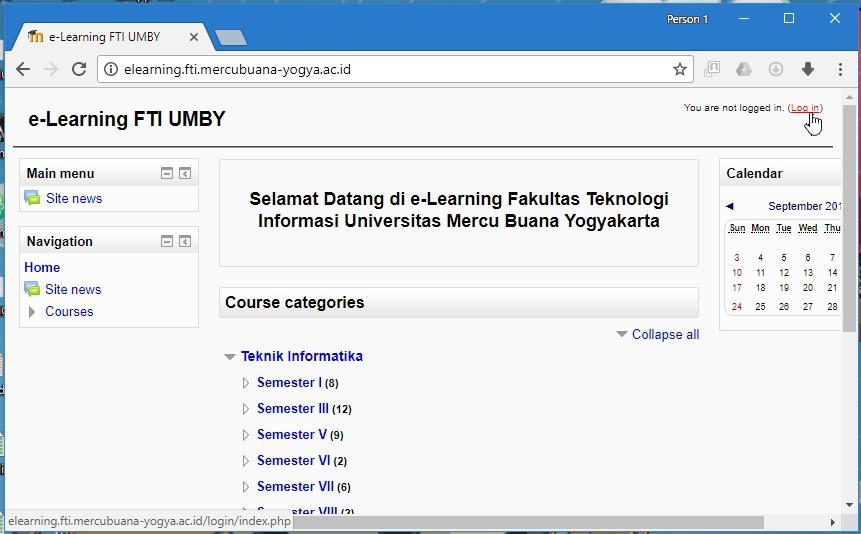 Bagian I Akses Web e-learning FTI UMB Yogyakarta 1.1 Alamat Web e-learning 1. Buka web browser 2.