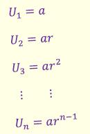 Secara umum dapat dikatakan bahwa barisan : U1, U2, U3, Un-1, Un Merupakan barisan geomateri jika : U 2 = U 3 =.