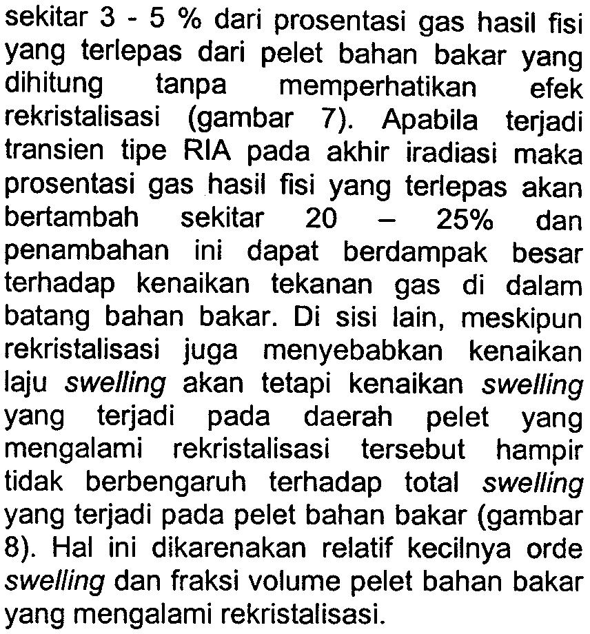 ISSN 1410-1998 Prosiding Presentasi Ilmiah Daur Bahan Bakar Nuklir V P2TBDU dan P2BGN-BA TAN Jakarta, 22 Pebruari 2000 yaitu mencapai sekitar 41 % (gambar 5) dan akan mencapai sekitar 95% apabila