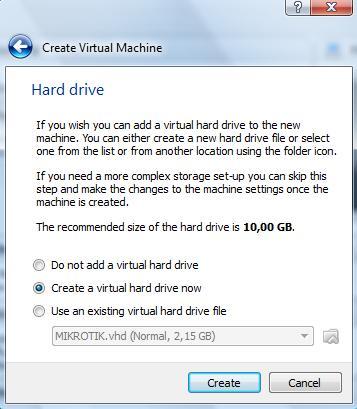 4) Pada kotak dialog Hard drive.