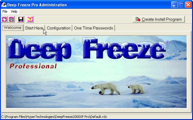 Pada Deep Freeze Pro Administration tab Start Here.