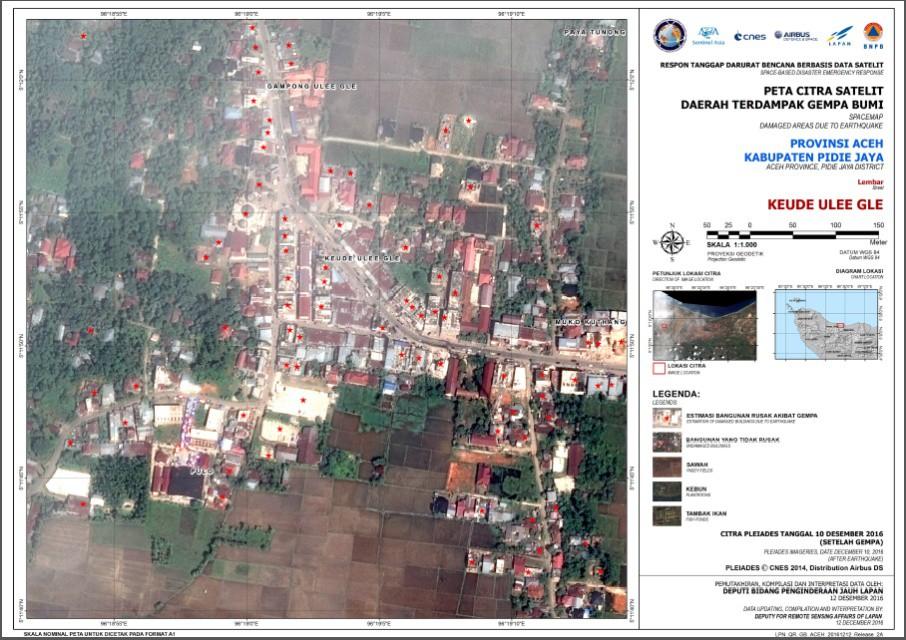 37. 38. Gambar 3. 39. 4.5 Peta Citra Satelit Daerah Terdampak Gempa Bumi, Kabupaten Pidie Jaya, Aceh Klasifikasi 4. Tahapan paling utama dan terpenting dari metode OBIA ini adalah tahap klasifikasi.