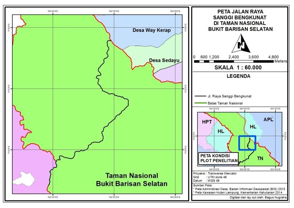 15 C. Lokasi Penelitian Penelitian ini dilaksanakan di km 30 km 32, sepanjang jalan Sanggi-Bengkunat, Taman Nasional Bukit Barisan Selatan (Gambar 2). Gambar 2.