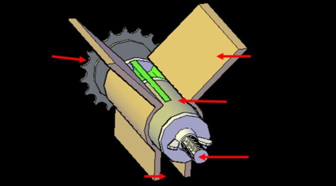 30 Penentuan kecepatan putar rotor berdasarkan pada kecepatan maju alat penanam dan pemupuk jagung rancangan Syafri (2010). Kecepatan prototipe mesin sebesar 0.48 m/s (1.