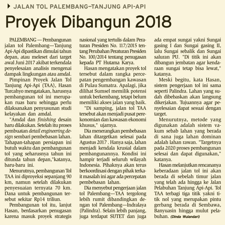 Judul Proyek Dibangun 2018 Tanggal Agustus 2017 Media Bisnis Indonesia (Halaman, 11) Resume