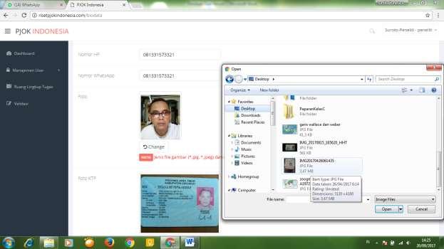 Cetak ID Card dilakukan dari membuka menu profil, klik tombol Cetak ID Card, Simpan/ cetak ke Printer Warna dengan