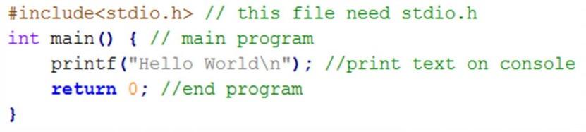 Contoh Program C Apakah program diatas dapat dikenali oleh