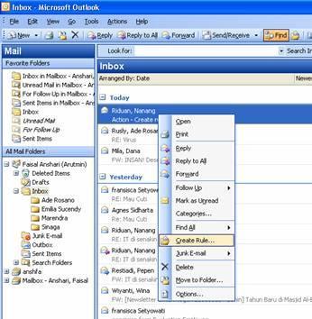 by Alkom 1stSolution Cara Mengelompokan Email Pada Folder di Ms Outlook 2007 Berikut ini adalah
