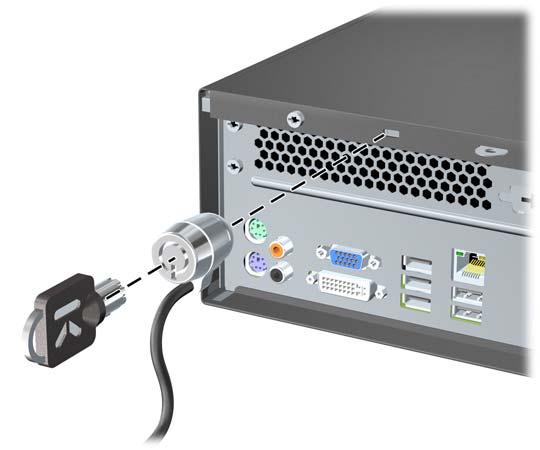 C Perangkat Keamanan Eksternal CATATAN: Untuk informasi tentang fitur keamanan data, lihat Panduan Computer Setup (F10) Utility dan Panduan Manajemen Desktop.