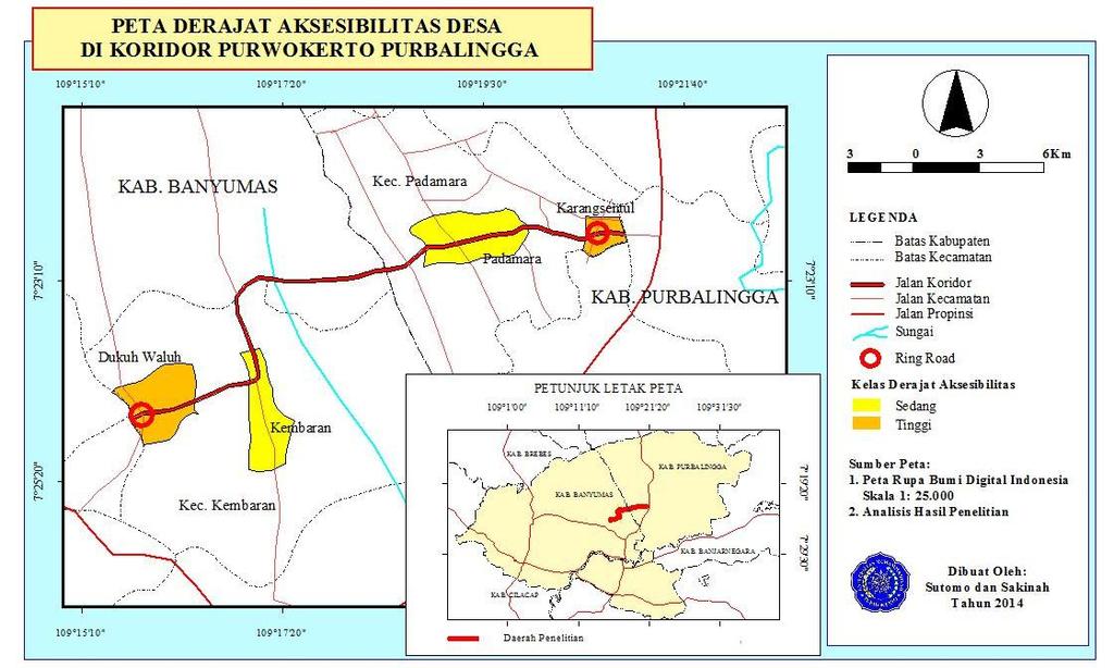 ISBN. Gambar 3. Peta Derajat Aksesibilitas Desa di Koridor Purwokerto Purbalingga 3.