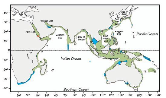 dan Jepang bagian selatan sampai Australia bagian tenggara. T. aduncus juga dapat ditemukan di seluruh pulau dan semenanjung kepulauan Indo-Melayu. Distribusi T.