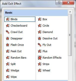 Emphasis Digunakan untuk memberikan efek animasi pada transisi slide yang sedang berlangsung, kategori ini sering digunakan untuk penekanan teks seperti text