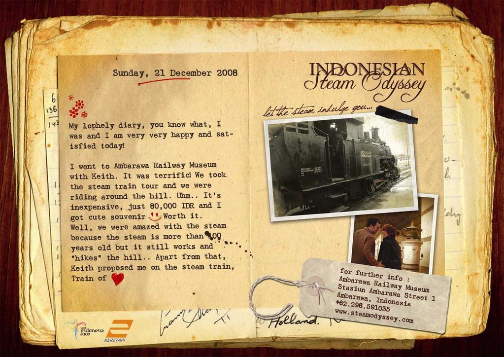 61 P Gambar 5.12 Poster 1 oster ini menggambarkan sebuah catatan perjalanan seseorang yang baru saja mencoba Indonesian Steam Odyssey.