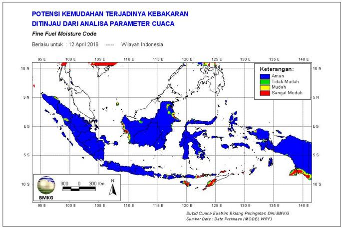 LAMPIRAN-LAMPIRAN: SistemPeringkatBahayaKebakaran (SPBK) Prakiraan SPBK untuk tanggal 12 2016, menunjukkansebagian kecil Kalbar, Papua dansebagian besar NTT, berpotensisangat MUDAH TERBAKAR.