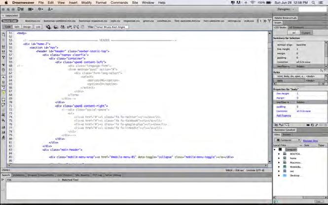 Gambar 19. Tampilan Lembar Kerja Adobe Dreamweaver 8.