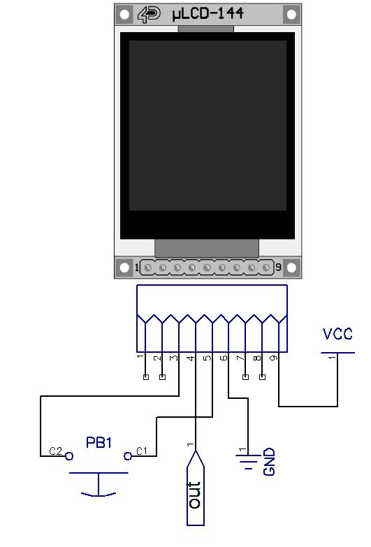 Pada sistem ini digunakan LCD µlcd-144 (GFX), di mana LCD ini memiliki prosesor di dalam modulnya (Gambar 3).