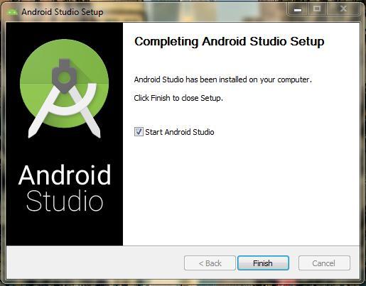 Pop up berikut tampil ketika proses instalasi telah selesai. Gambar 3.5 Instalasi Android Studio telah Selesai 3.2.1.