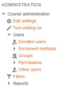 Pilih Course administration Turn editing on Users Enrolled users.