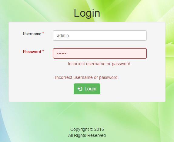 Jika user melakukan kesalahan dalam mengisi username atau password, maka akan muncul sebuah peringatan