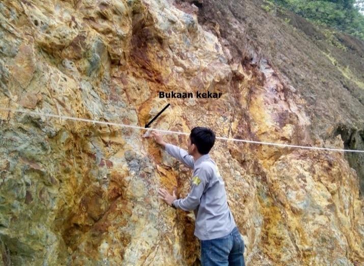 mengamati kondisi massa batuan di lapangan menggunakan palu geologi. Pengujian kekuatan batuan utuh pada lokasi penelitian dilakukan sebanyak 10 kali pengujian.