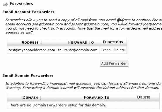 1. Dari halaman utama klik lah ikon Forwarder ( ) yang berada dalam kelompok menu Mail. 2. Maka Anda akan masuk ke halaman Forwarder berikut: Gambar 3.