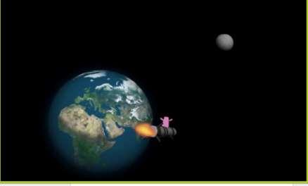 34 e. Jet Terbang di Angkasa Pada tampilan ini menampilkan animasi kartun sedang terbang di luar angkasa. Gambar IV.6. Tampilan Jet Terbang di Angkasa f.