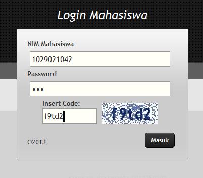 2. User Login. Masukkan NIM dan password dengan benar.