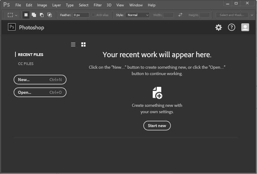 Interface Photoshop cc 2017 bernuansa hitam-abu-abu gelap Apabila ingin mengembalikan warna interface bernuansa abu abu, lakukan langkah langkah berikut: 1. Pilih menu Edit > Preferences > Interface.