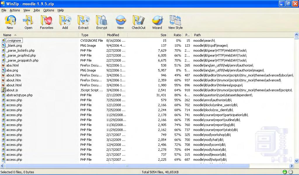 6 Ekstraksi File-file Moodle Setelah WampServer diinstal dan beroperasi, maka selanjutnya adalah mendapatkan Moodle dari alamat http://moodle.org.