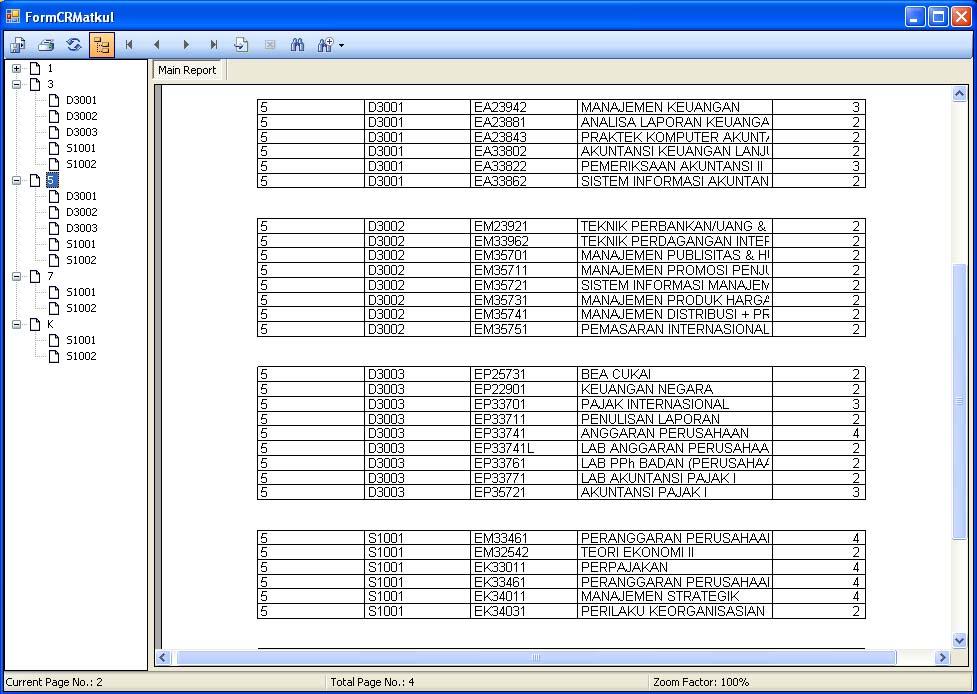 58 Gambar 4.13 Tampilan Database Mata Kuliah Semester 5 Pada gambar 4.12 dan 4.13 data mata kuliah yang ditampilkan adalah data mata kuliah yang terdapat pada Fakultas Ekonomi.