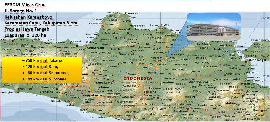 7 3. Letaknya yang berbatasan antara Jawa Tengah dan Jawa Timur Gambar 1.1 Peta Lokasi PPSDM MIGAS Cepu (Sumber Humas PPSDM Migas Cepu) 1.
