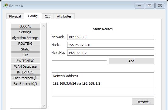 Pada Router A ip route Router B ip route Analisa: Routing digunakan untuk proses pengambilan sebuah paket dari sebuah alat dan mengirimkan