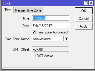 Timezone Timezone dari router MikroTik perlu disesuaikan dengan lokasi keberadaan router.