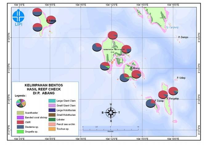 III.2. MEGABENTOS Pengamatan kondisi biota megabentos telah dilakukan di lokasi transek permanen dengan metode Reef check. Hasil pengamatan menunjukkan bahwa biota megabentos di perairan P.