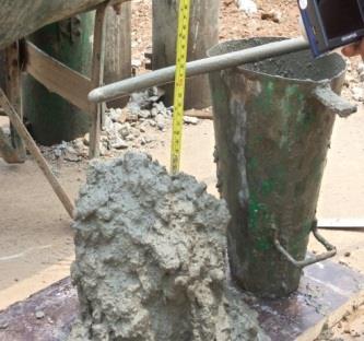 Setelah truck mixer tiba dilokasi proyek, adukan beton tidak langsung digunakan untuk pengecoran. Namun, adukan beton tersebut harus dilakukan uji slump test yaitu uji kekentalan beton.