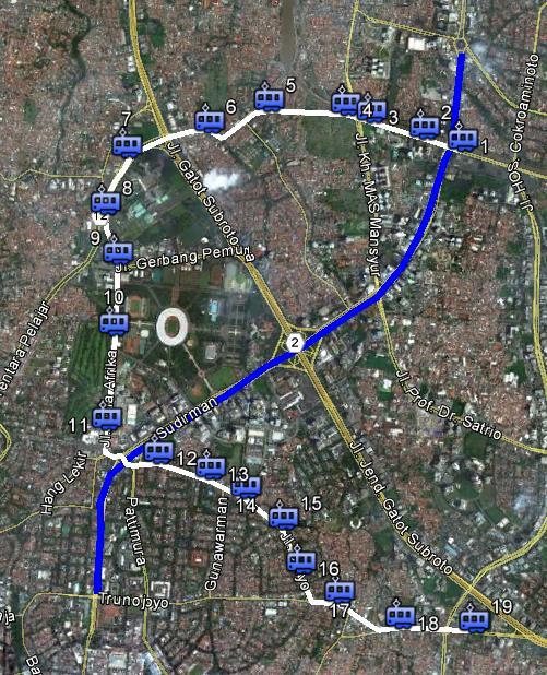 Separated right of way atau tipe B : Untuk rute LRT daerah Dukuh Atas, Pejompongan, Jalan Gelora 7, Jalan