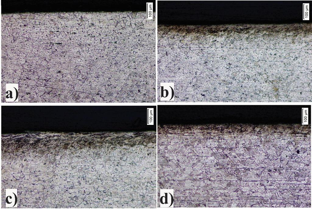 Gambar 4.3 Hasil foto struktur mikro dari penampang potongan spesimen shot peening.