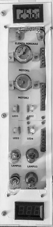 Unit keluaran yang digunakan terdiri dari elemen pemanas, motor dc, Light Emitting Diode (LED), Lampu 12 V/10W, dan lampu 220 V/5W. Gambar 3.