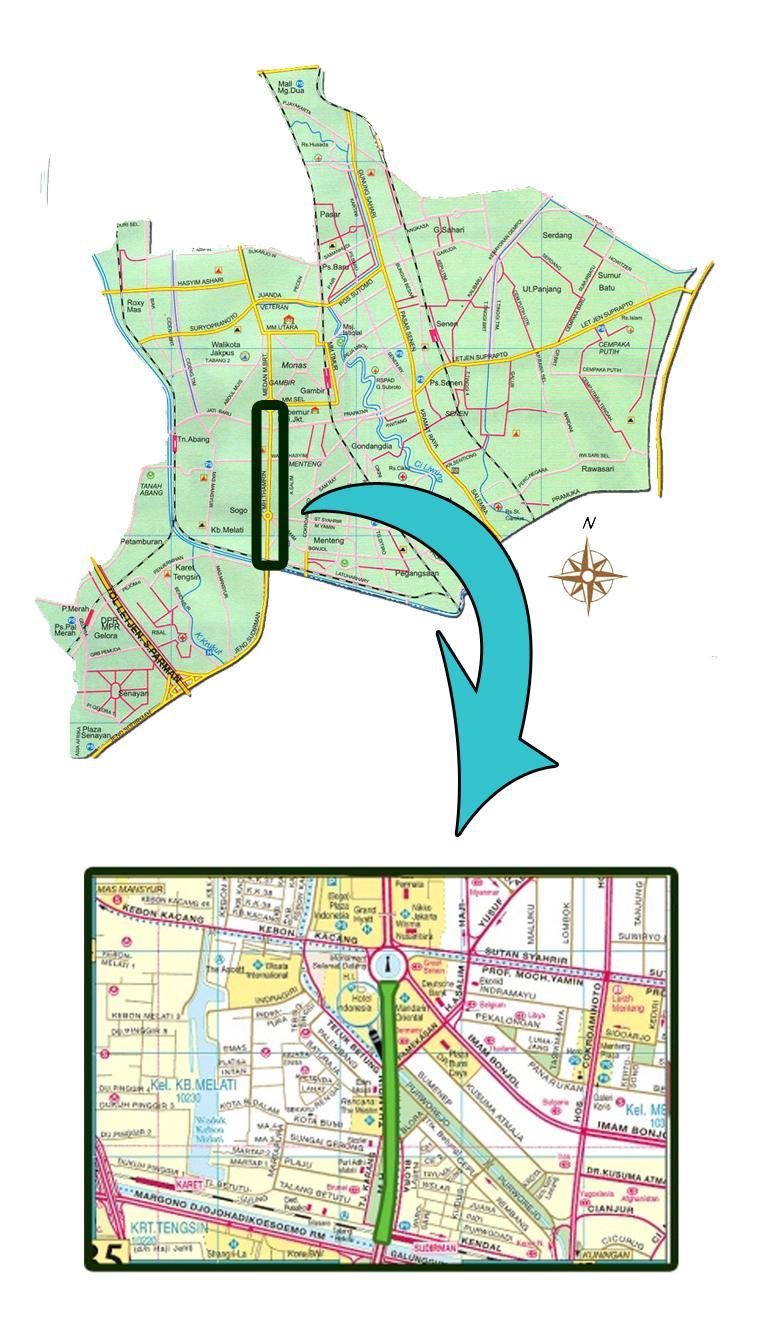 33 dibatasi oleh berbagai gedung perkantoran karena Jalan MH. Thamrin merupakan jalan yang berada tepat di tengah nadi kota Jakarta. Terdapat tiga bagian jalur hijau yang ada di Jalan MH.
