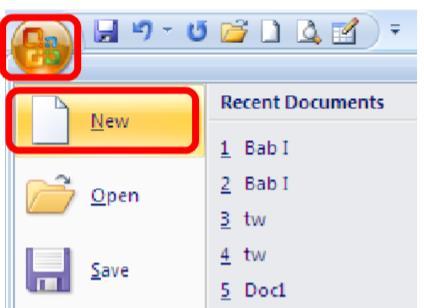 muncul jendela baru yang menampilkan Bagian New Document. Setelah itu pilihlah Blank Document untuk membuat dokumen.