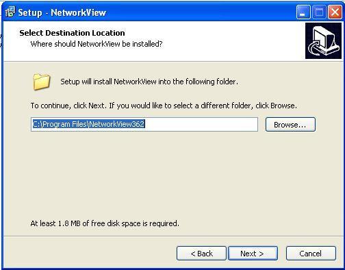 folder mana NetworkView akan kita install.