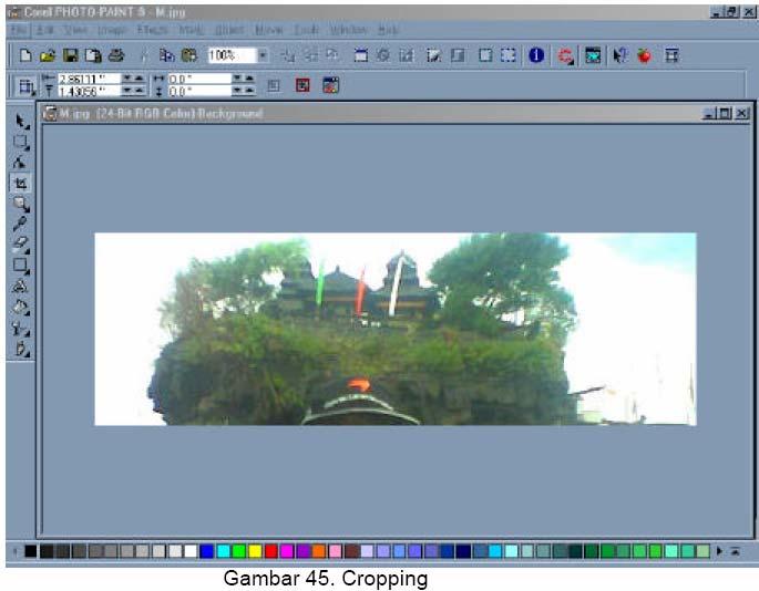 Setelah bidang obyek foto yang akan diproses terpilih, gunakan klik mouse ganda untuk meminta sistim untuk memproses.