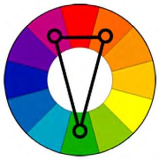 g. Split Komplementer Lebih rumit dari warna clash karena terdiri dari 3 warna yag tidak harmonis atau clash.