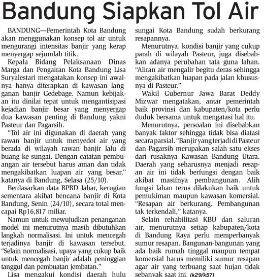 Judul Bandung siapkan tol air Tanggal Oktober 2016 Media Bisnis Indonesia (Halaman 8) Pemkab bandung